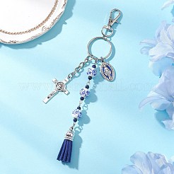 Pendentifs ronds en alliage et porcelaine faite à la main&nbsp;HJEW-JM04644