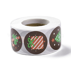 Rollo de pegatinas de papel autoadhesivo de punto redondo de Navidad de 8 patrones&nbsp;DIY-A042-01A
