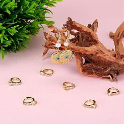 10 piezas de latón micro pavé claro circonio cúbico pendientes de aro fornituras&nbsp;ZIRC-SZ0005-14