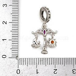 Messing bunte Strass europäische Anhänger&nbsp;LS-KK-P324-07P