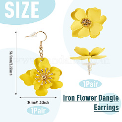 2 par de pendientes colgantes de flores de hierro de 2 estilos y elegantes pendientes de botón de flores de pétalos multicapa.&nbsp;EJEW-TA0001-80C