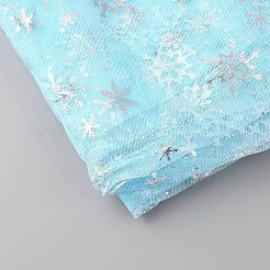 Tela de malla de poliéster con estampado de copos de nieve&nbsp;DIY-WH0304-672B