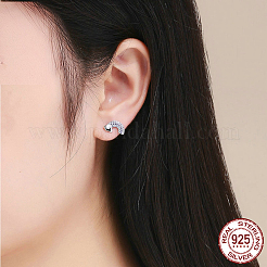 Rhodinierte Ohrstecker aus Sterlingsilber mit 925 Zirkonia&nbsp;EJEW-FF0011-02