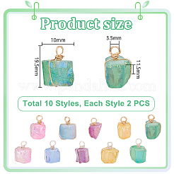 20 Stück 10 Stile galvanisierte Anhänger aus natürlichem Quarznugget&nbsp;FIND-AR0005-64