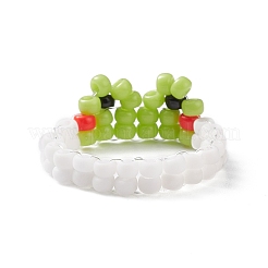 Geflochtener Perlen-Fingerring aus Glassamen in Froschform für Frauen&nbsp;RJEW-TA00052