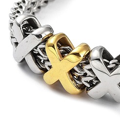 Bracelets à maillons croisés en acier inoxydable 304 avec placage ionique (IP) pour hommes et femmes&nbsp;BJEW-D031-25GP