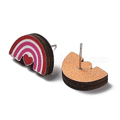 Boucles d'oreilles en bois imprimées sur le thème de la saint-valentin pour femmes&nbsp;EJEW-B029-05