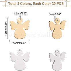 40 pz 2 colori ciondoli in acciaio inossidabile 304&nbsp;STAS-UN0028-59
