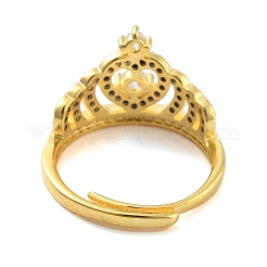 Couronne anneaux réglables en zircone cubique transparente&nbsp;RJEW-L120-017G-02