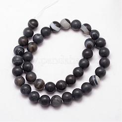 Chapelets de perles en agate noire naturelle&nbsp;G-K166-12-6mm-03