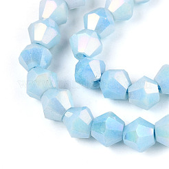 Brins de perles de verre bicônes électrolytiques anti-ternissement&nbsp;EGLA-T021-6mm-16-08