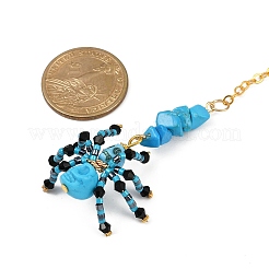 Decorazioni pendenti con perline di vetro e turchese sintetico tinto a tema Halloween&nbsp;HJEW-MZ00282-05