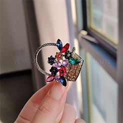 Blumenkorb antike goldene Legierung Strass Broschen&nbsp;PW-WG6DF7D-01