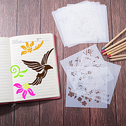 Stencil per pittura su plastica a tema fiori e uccelli/cielo stellato&nbsp;DIY-CP0001-23