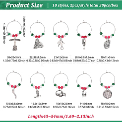 20 Stück 10 Stile Messing Creolen mit Glasperle für Frauen&nbsp;AJEW-BC0003-16