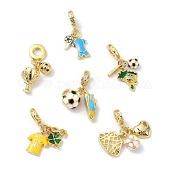 6 Stück 6 Stile Messing Emaille europäischen Baumeln Charms&nbsp;KK-CJ0003-95