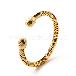 Brazalete abierto de cuerda torcida de acero inoxidable 304 con revestimiento iónico (IP)&nbsp;BJEW-P283-15G