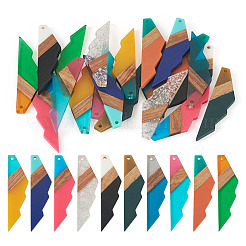 20pcs 10 colores resina transparente y colgantes grandes de madera de nogal&nbsp;RESI-TA0001-73