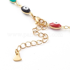 Pulseras y collares de cadena de eslabones de mal de ojo de esmalte de latón conjuntos de joyas&nbsp;SJEW-JS01185