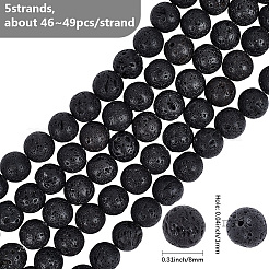 5 Strang natürliche Lavastein-Rundperlen&nbsp;G-LT0001-02B-02
