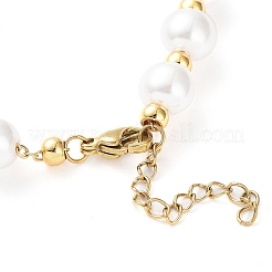 Braccialetto con perline rotonde di perle di plastica&nbsp;BJEW-F463-02G