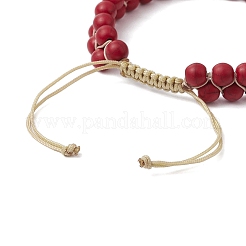 Bracciali di perline intrecciate in turchese sintetico rotondo&nbsp;BJEW-JB11160-02