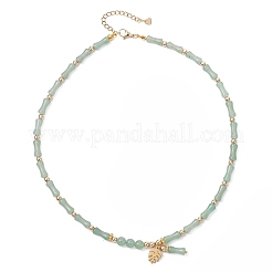 Colliers de perles en bambou avec joint en aventurine verte naturelle et hématite synthétique non magnétique&nbsp;NJEW-JN05725-02