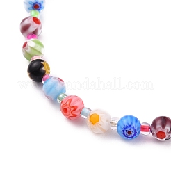 Perle di vetro millefiori artigianale cavigliere&nbsp;AJEW-AN00341-01