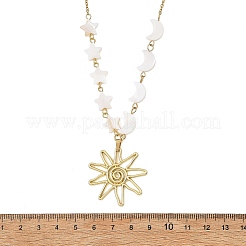 Collana da donna con ciondolo a forma di sole in lega e catena a maglie in acciaio inossidabile 304.&nbsp;NJEW-JN06696