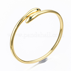 Messing-Mikro pflastern Zirkonia Stulpearmbänder&nbsp;BJEW-T018-07G-NF