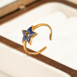 Bracciale aperto in acciaio inossidabile 304 smaltato con anelli per donna&nbsp;WGFF25C-02