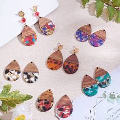 16 pièces 8 styles pendentifs en résine transparente et bois de noyer&nbsp;RESI-SZ0001-78