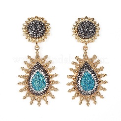 Natürliche Druzy Achat Ohrstecker&nbsp;EJEW-F232-37G