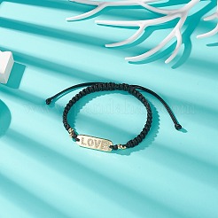 Bracciale a maglie con parole d'amore trasparenti con zirconi cubici trasparenti per San Valentino&nbsp;BJEW-TA00193