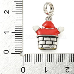 Charms colgantes navideños europeos de plata esterlina chapada en rodio antideslustre con esmalte&nbsp;STER-Z010-02P-01B