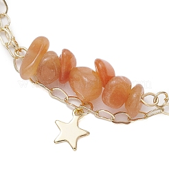 Set di braccialetti multifilo con chip di avventurina rossa naturale&nbsp;BJEW-JB10500-01