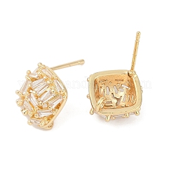 Accessoires de clous d'oreilles en laiton avec micro pavé zircone cubique&nbsp;KK-Z094-11G