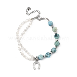Braccialetti in ottone con micro pavé di zirconi trasparenti&nbsp;BJEW-JB13748-01