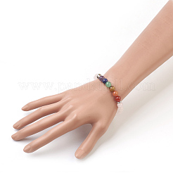 Bracelets extensibles avec perles en quartz rose naturel&nbsp;BJEW-JB03846-02
