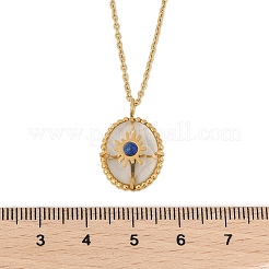 Halsketten mit ovalem Anhänger aus 304 Edelstahl mit natürlichem Lapislazuli und Stern für Damen&nbsp;NJEW-Z055-05G
