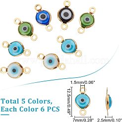 30 pieza de conectores de lampwork de ojo malvado hechos a mano en 5 colores&nbsp;STAS-UN0030-88