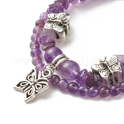 Gemischte Steinsplitterperlen Reiki-Heilung mehrsträngiges Armband&nbsp;BJEW-JB07052-M