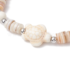 2 pz stelle marine e tartaruga conchiglia d'acqua dolce naturale con perline sintetiche turchesi braccialetti elastici per uomo donna&nbsp;BJEW-JB11744
