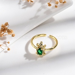 Offene Manschettenfingerringe aus Messing mit Mikropflaster und Zirkonia für Damen&nbsp;RJEW-M028-93G