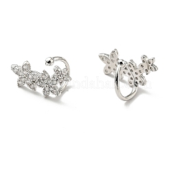 Orecchini a polsino con fiore di zirconi chiari&nbsp;EJEW-G295-17P
