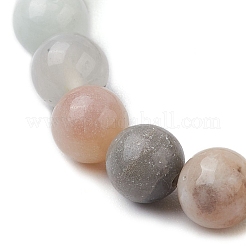 Braccialetti elasticizzati con perline di amazzonite a fiori naturali rotondi da 8 mm&nbsp;BJEW-JB10217-03