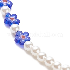 Collana da donna in similpelle con perle di vetro millefiori e perle di plastica&nbsp;NJEW-JN03916