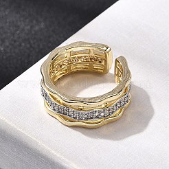 Messing Micro Pave klare Manschettenringe aus Zirkonia&nbsp;RJEW-H262-04G