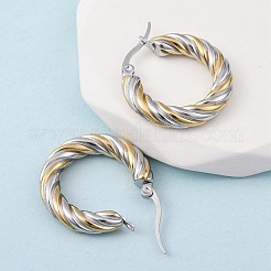 Boucles d'oreilles créoles bicolores en acier inoxydable 304&nbsp;EJEW-B150-01D