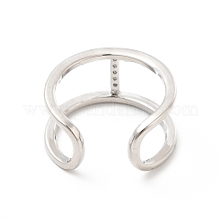 Bague de manchette ouverte avec lettre initiale en zircone cubique transparente&nbsp;RJEW-A012-01P-I